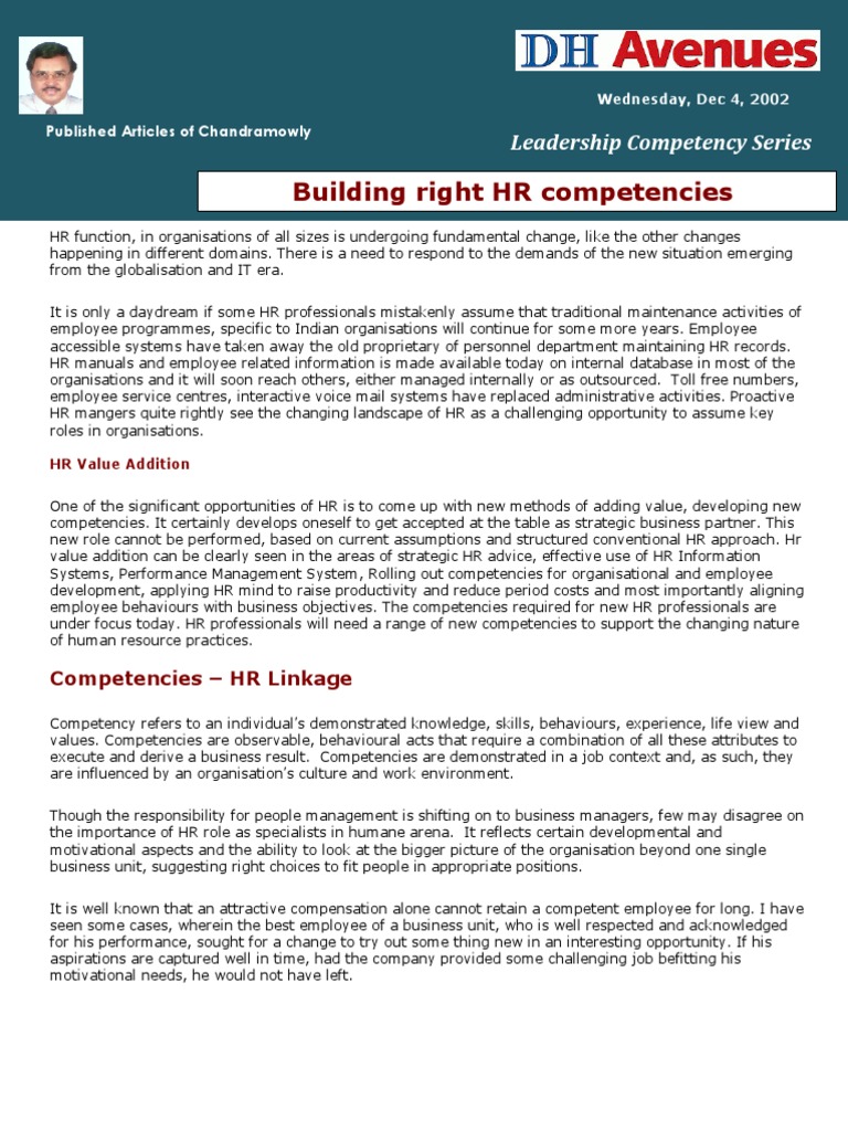 Evolving HR Competencies for Success | PDF | Competence (Human ...