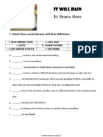 It Will Rain - Bruno Mars Worksheet