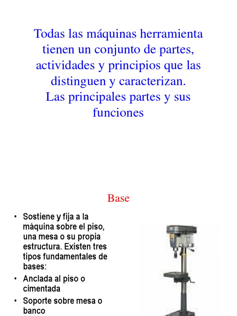 Partes y funciones de máquinas herramienta | PDF | Herramientas ...