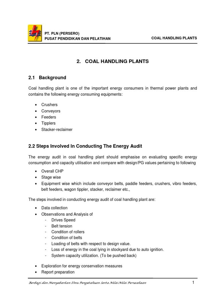 Bab 2 Coal Handling Plant PDF Belt (Mechanical) Coal