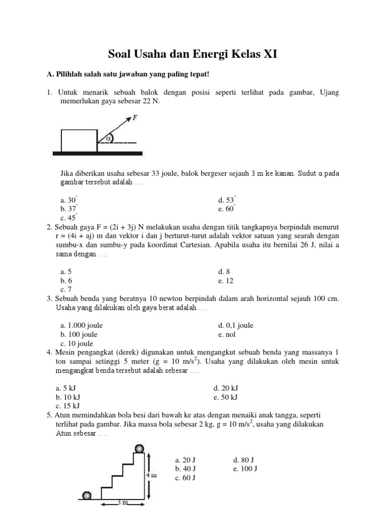 Soal Usaha Dan Energi Sma Kelas 10 - Naik Kelas