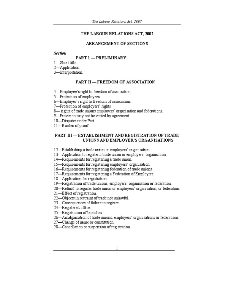 Labour Relations Act Overview 2007 | PDF | Trade Union | Freedom Of ...