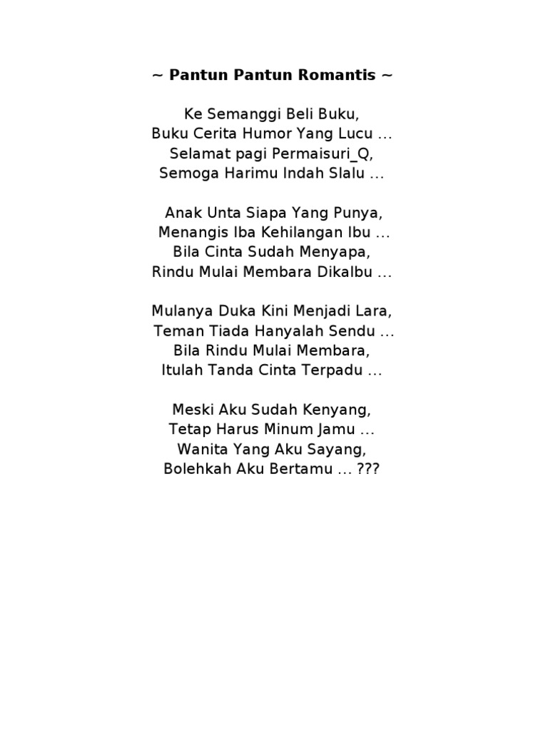 Pantun Pantun Romantis