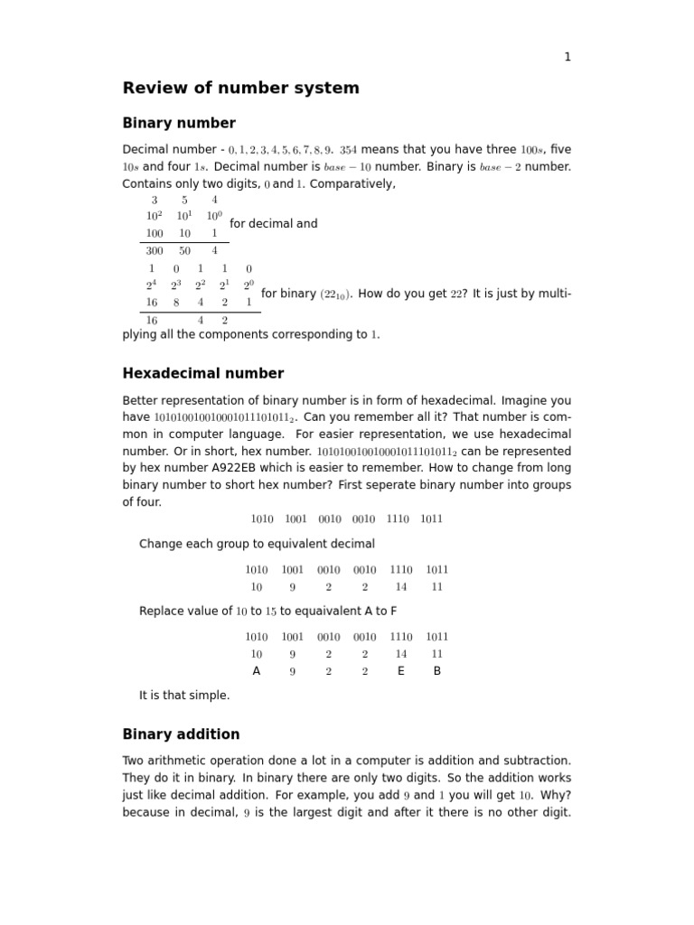 Understanding Number Systems: Binary, Decimal, Hexadecimal | PDF ...