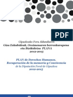 Plan de Derechos Humanos, Recuperación de la memoria y Convivencia 2012-2015 de la Diputación Foral de Gipuzkoa