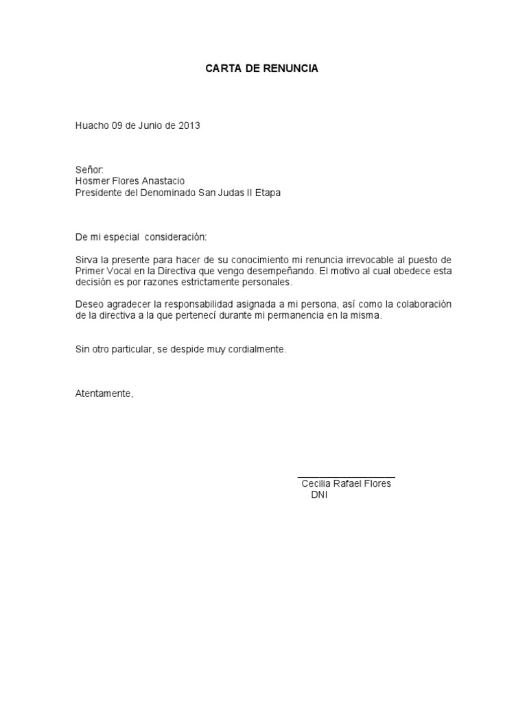 Carta de Renuncia