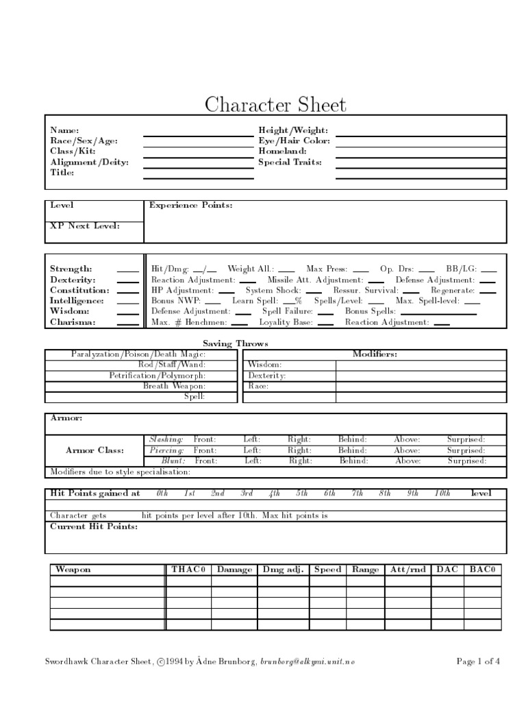 Comprehensive Character Sheet Template | PDF | Role Playing | Role ...