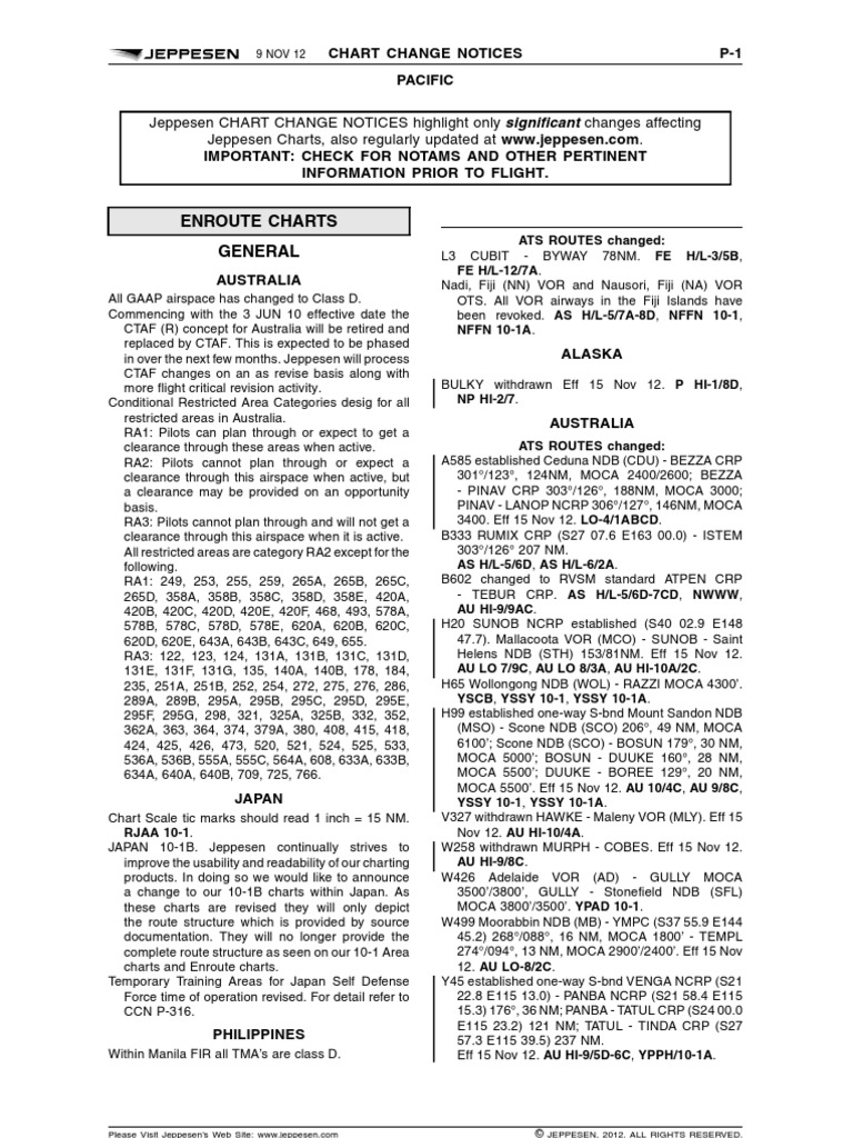Enroute Charts General Jeppesen CHART CHANGE NOTICES Highlight Only
