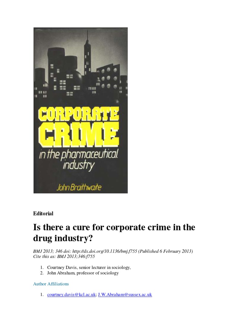 Corporate Crime in The Pharmaceutical Industry | PDF | Pfizer ...