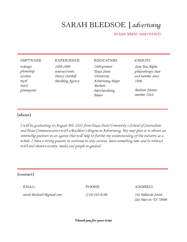 Sarah Bledsoe: Advertising Graduate Profile | PDF