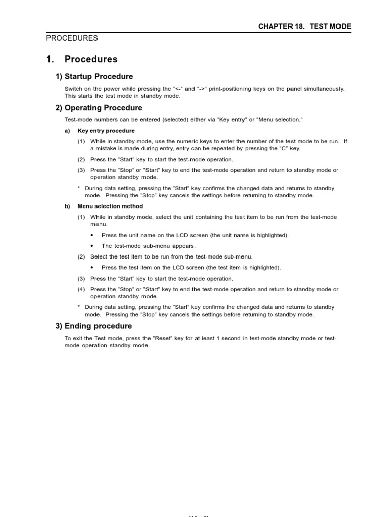 Test Mode Procedures and Operations Guide | PDF | Image Scanner ...