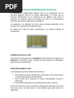 VELOCIDAD DE SEDIMENTACIÓN GLOBULAR
