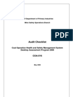 COA 016 Audit Checklist For Coal Operation Health and Safety Management Systems PDF