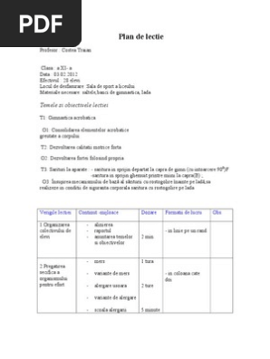 Plan Lectie Gimnastica Si Forta Doc