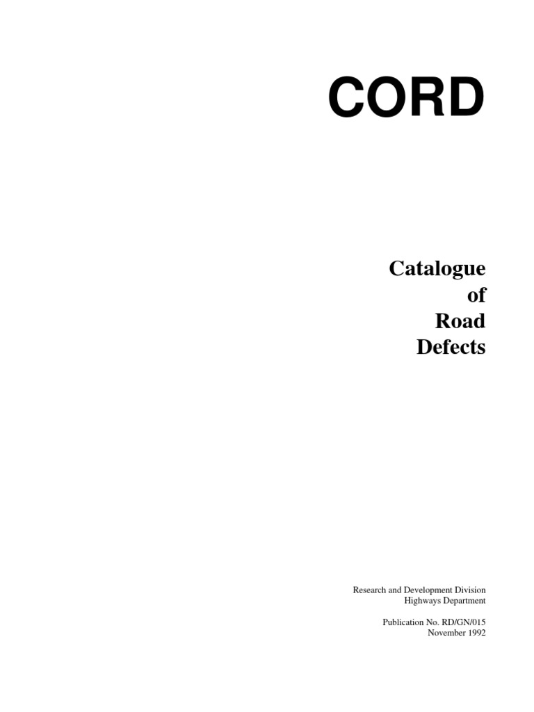 Catalogue of Road Defects - Highways Department PDF | PDF | Road ...