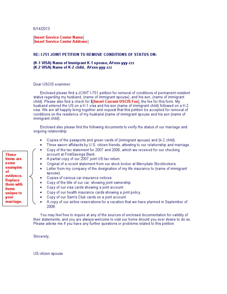 sample cover letter for i 751