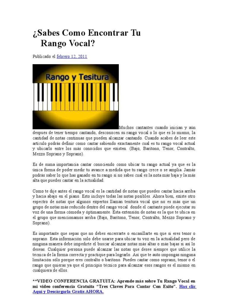 Encuentra Tu Rango Vocal Fácilmente | PDF | Canto | Elementos de la música