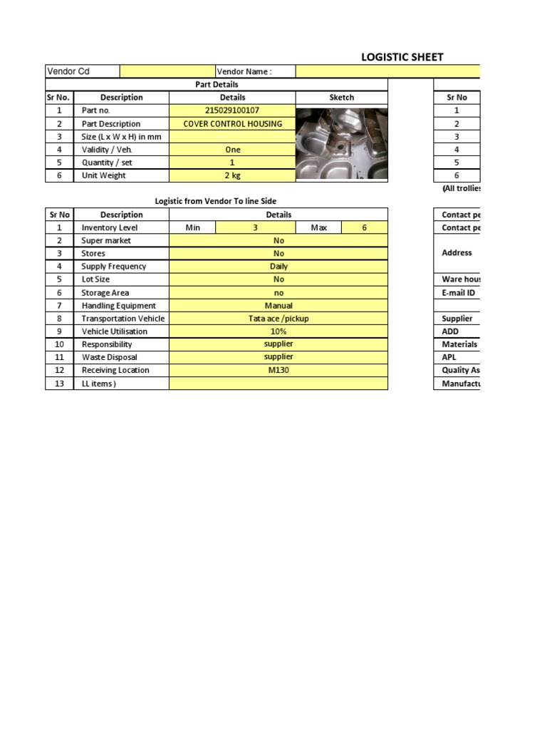 Logistic Sheet for Vendor Deliveries | PDF | Logistics | Human Impact ...