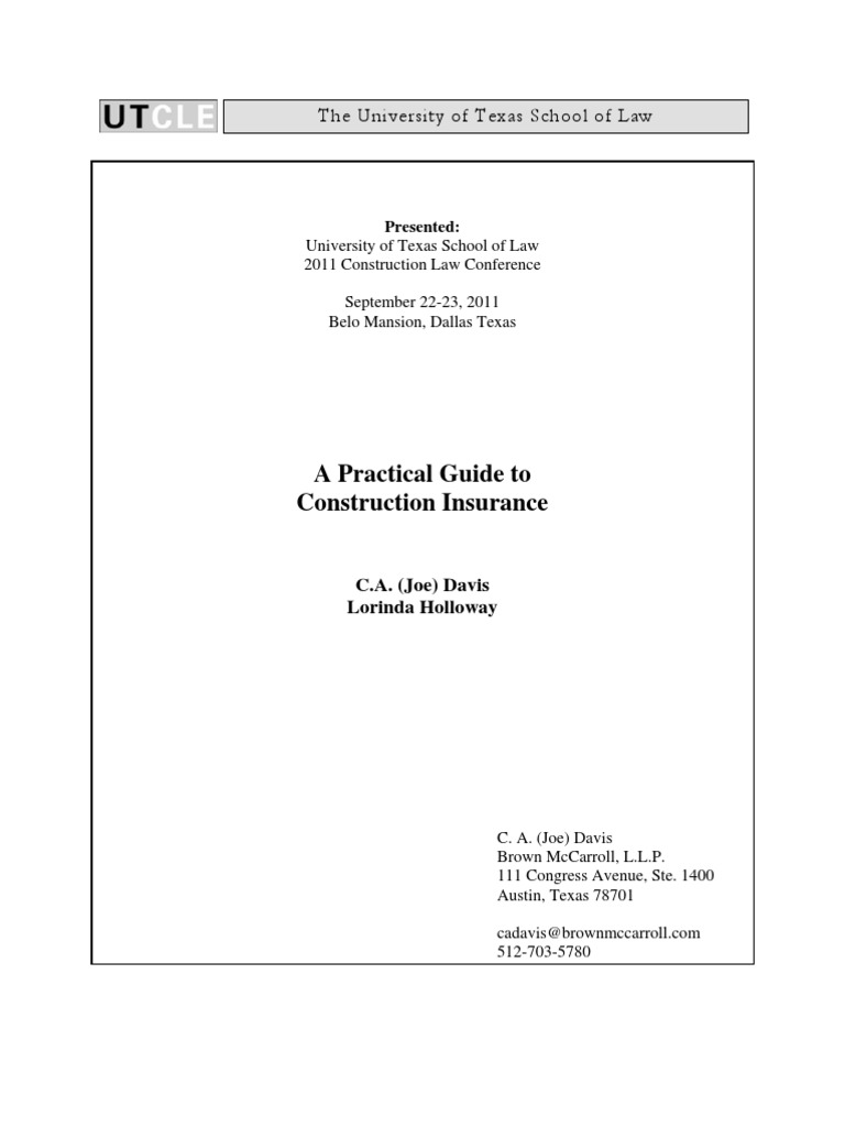 A Practicle Guide To Construction Insurance Cost | PDF | Liability ...