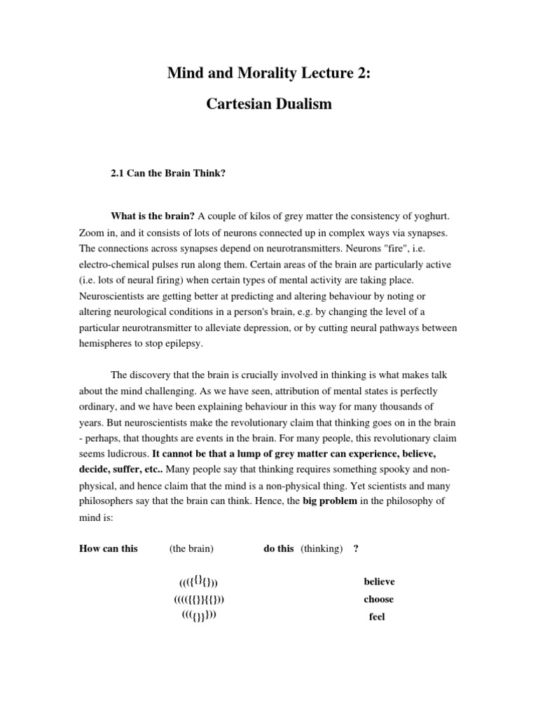 Cartesian Dualism and the Mind-Body Problem | PDF | Idealism | Mind