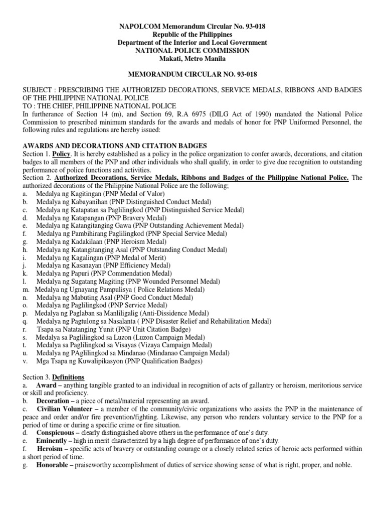 NAPOLCOM Memorandum Circular No | PDF | Coat (Clothing) | Witness