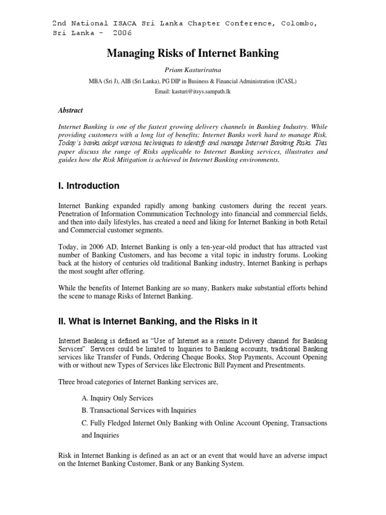 Managing Internet Banking Risks | PDF | Information Security | Banks