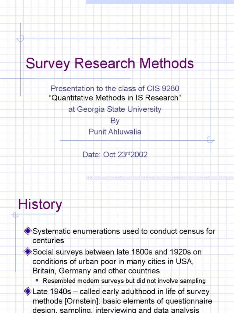 Survey Research Methodology Overview | PDF | Survey Methodology ...