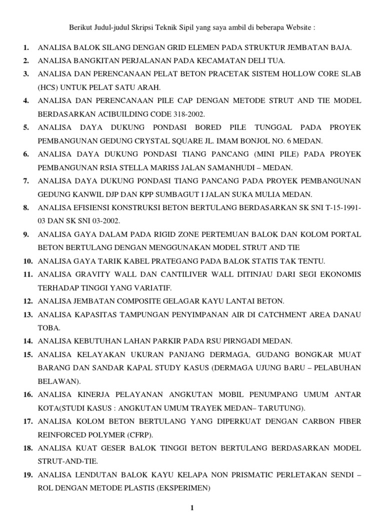 Contoh Judul Skripsi Teknik Sipil Pdf