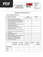 Testing and Commissioning Check List