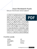 Primary Colours 1 Wordsearch - Subjects