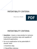 Patentibility Criteria: Manisha Malik