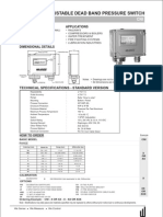 Adjustable dead band pressure switch for railways and industries