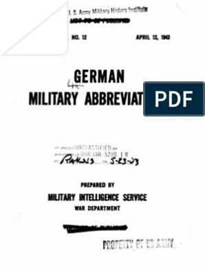 Special Series, No. 12, German Military Abbreviations | Artillery |  Battalion