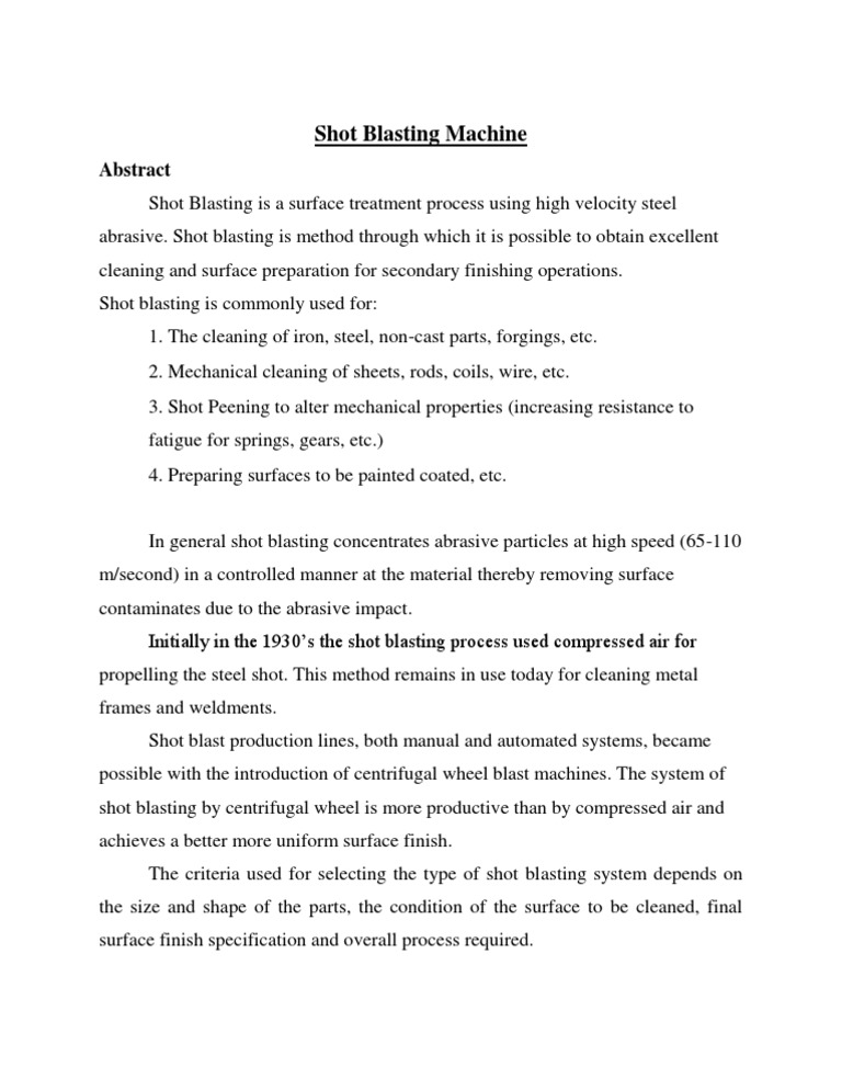 Shot Blasting Machine PDF Industrial Processes Metals
