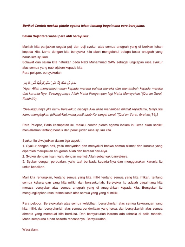 Berikut Contoh Naskah Pidato Agama Islam Tentang Bagaimana Berikut Contoh Naskah Pidato Agama Islam Tentang Bagaimana