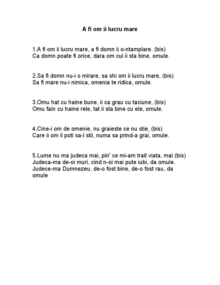 A Fi Om Ii Lucru Mare