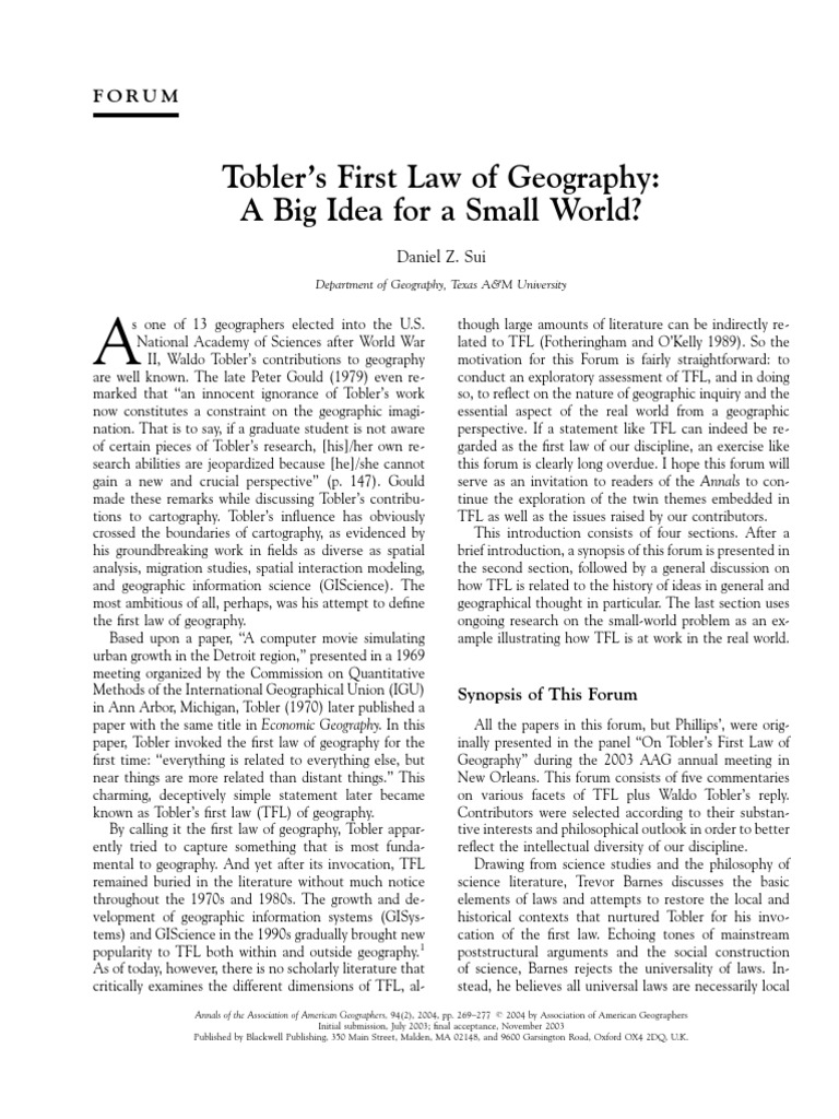 First Law of Geography Geography Science