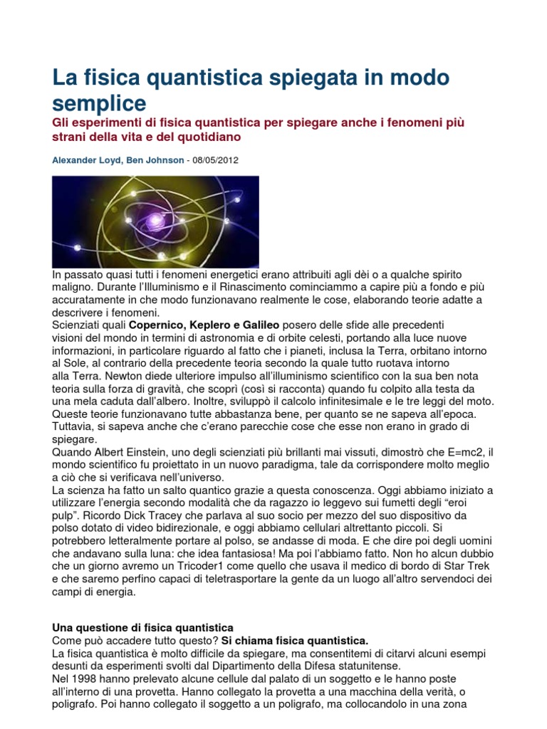 Trinità Spiegata In Modo Semplice La Fisica Quantistica Spiegata in Modo Semplice