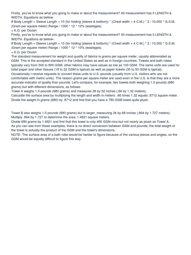 How Do You Calculate the Fabric Consumption for Knit Garments Ounce