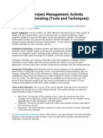 Cert IV Project Management - Activity Duration Estimating (Tools and Techniques)