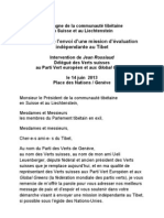 Intervention Jean Rossiaud Droits Humains TIBET 14 Juin 2013