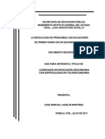 La Resolucion de Problemas Con Ecuaciones de Primer Grado en Un Segundo Grado