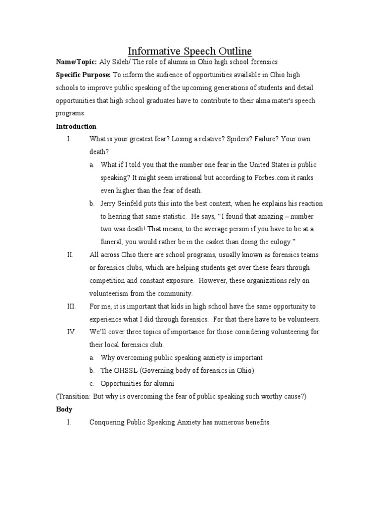 Informative outline sample picture