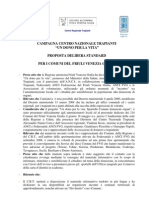 Progetto "Un dono per la vita", delibera standard per i Comuni del Friuli V.G - 23 ottobre 2009