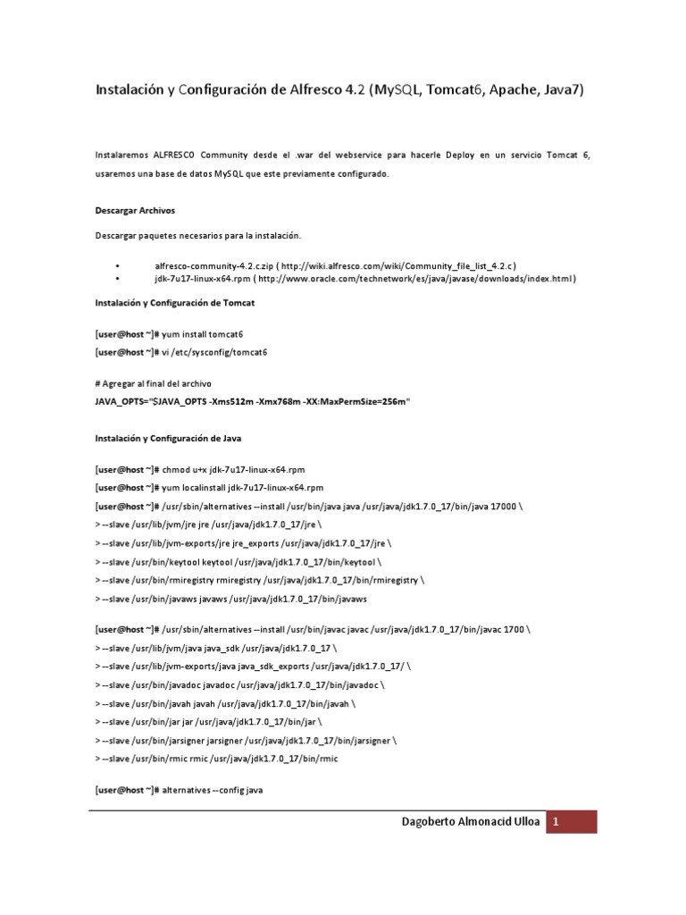 Instalación de Alfresco 4 en Tomcat 6 | PDF | máquina virtual de Java ...