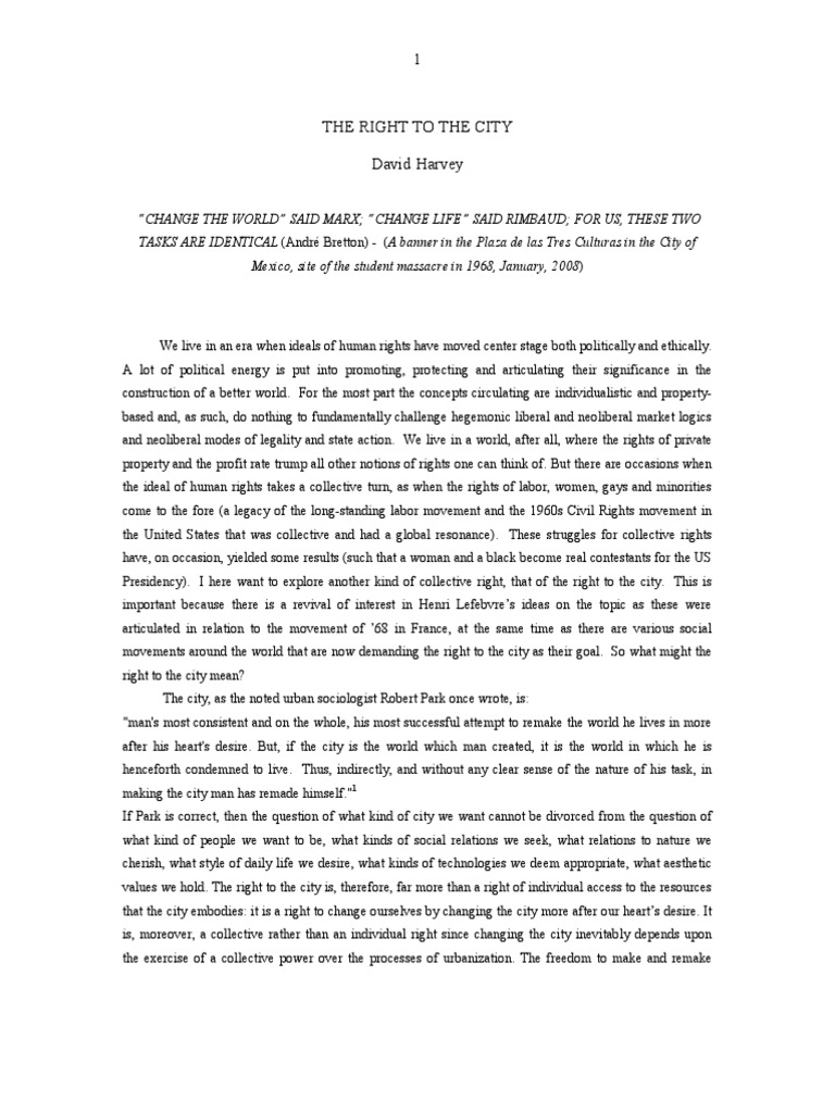The Collective Right to the City | PDF
