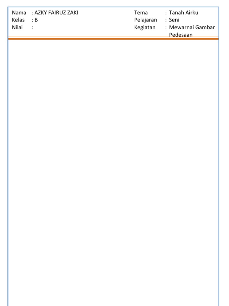 Lembar Tugas B Mewarnai Gambar Pedesaan