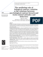The mediating role of psychological contract violation on the relations between psychological contract breach and work-related attitudes and behaviors