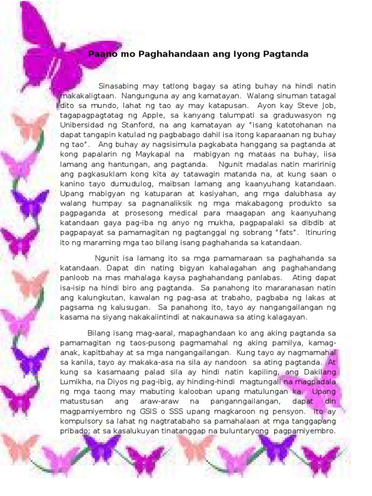 Paano Mo Paghahandaan Ang Iyong Pagtanda | PDF