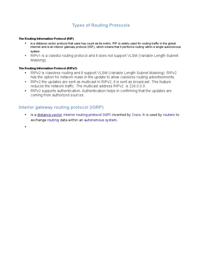 Overview of Routing Protocols | PDF